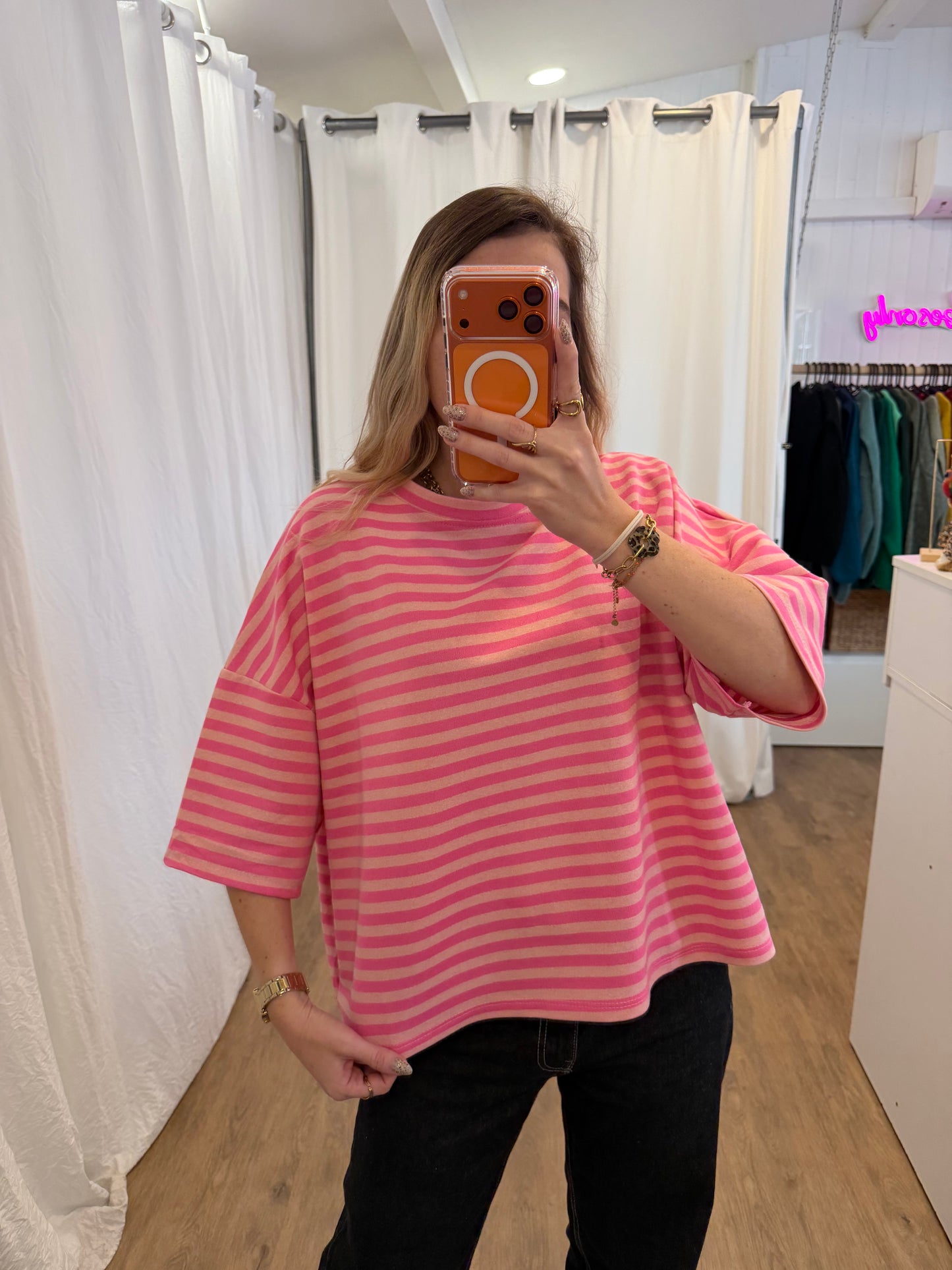 T-shirt LÉA marinière Rose + Rose