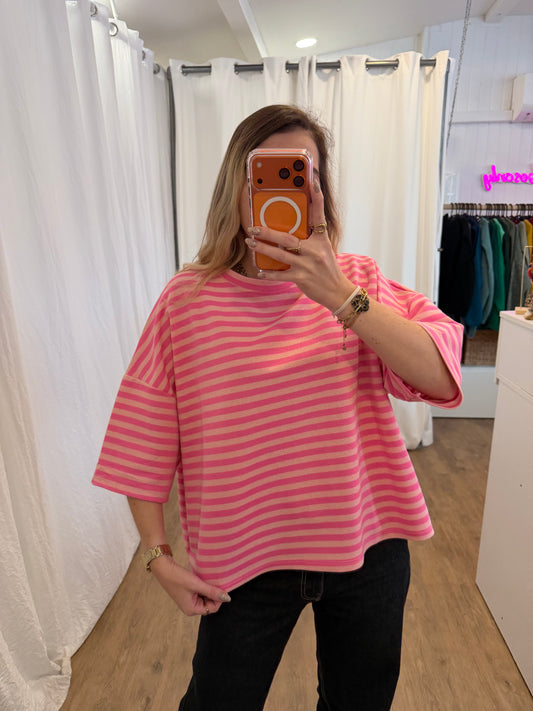 T-shirt LÉA marinière Rose + Rose