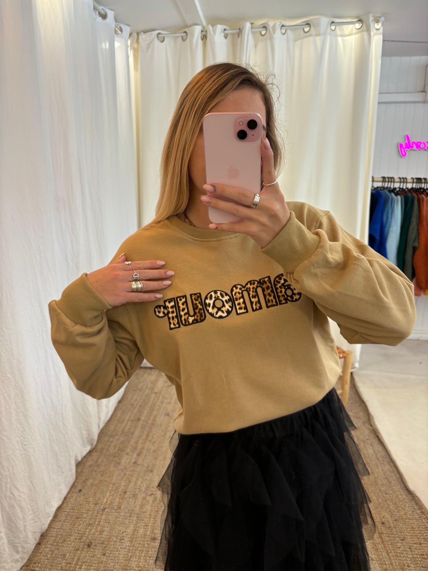 Sweat AMOUR beige + léopard