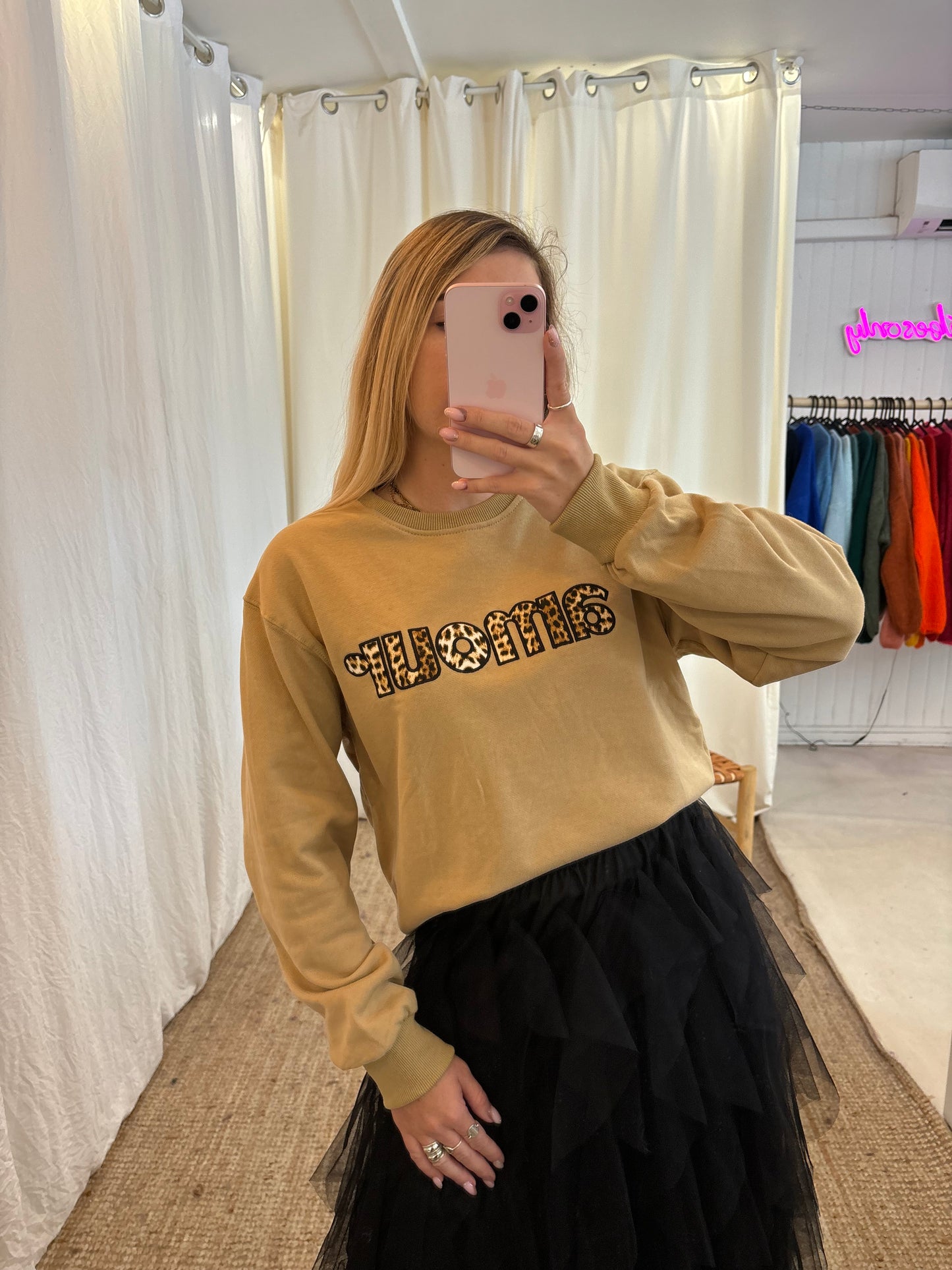 Sweat AMOUR beige + léopard