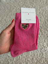 Chaussettes montantes COEUR LÉOPARD