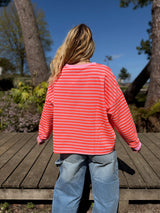 T-shirt manches longue SARAH Corail fluo + rose