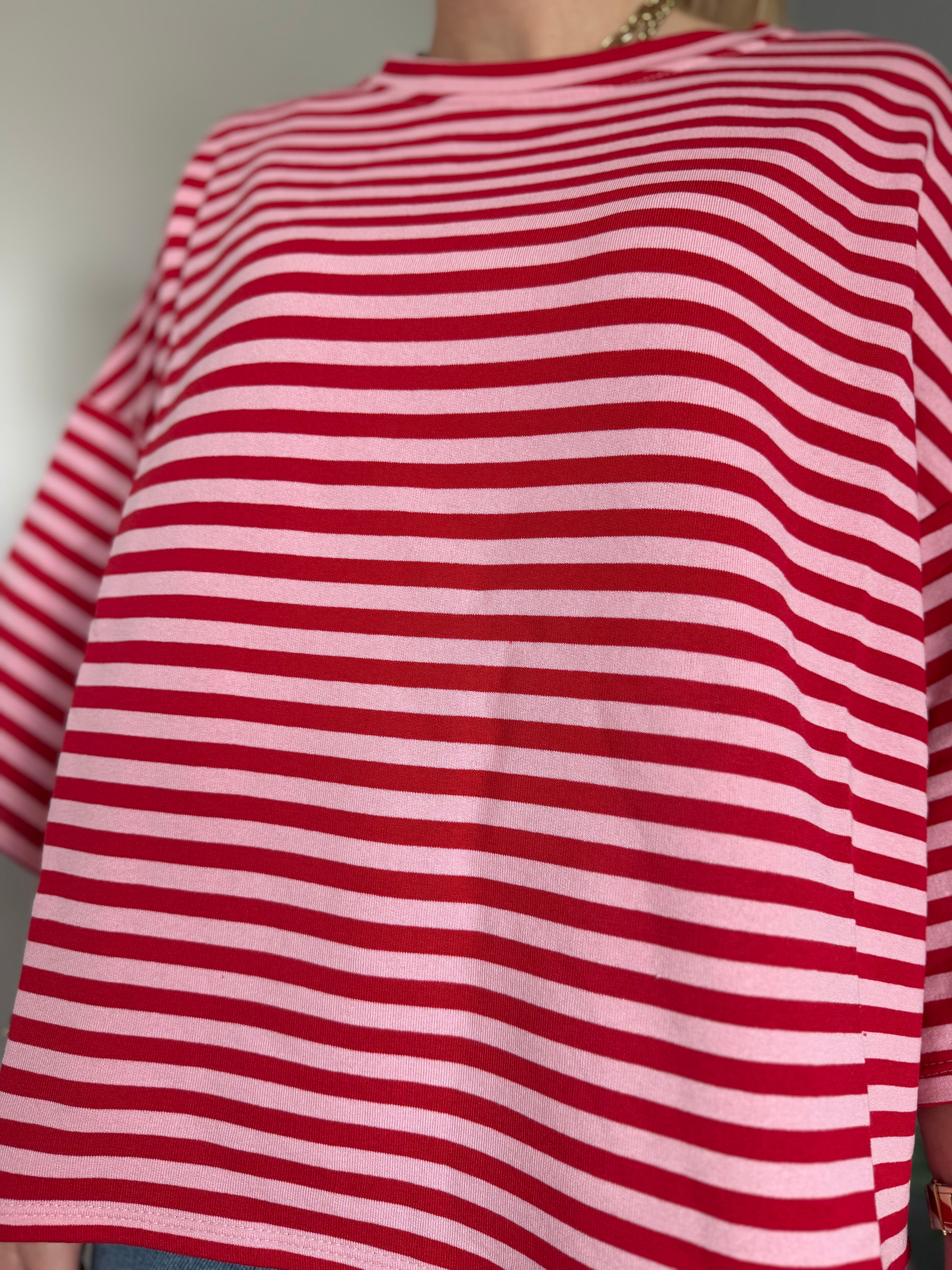 T-shirt marinière SOLEIL Rose + Rouge