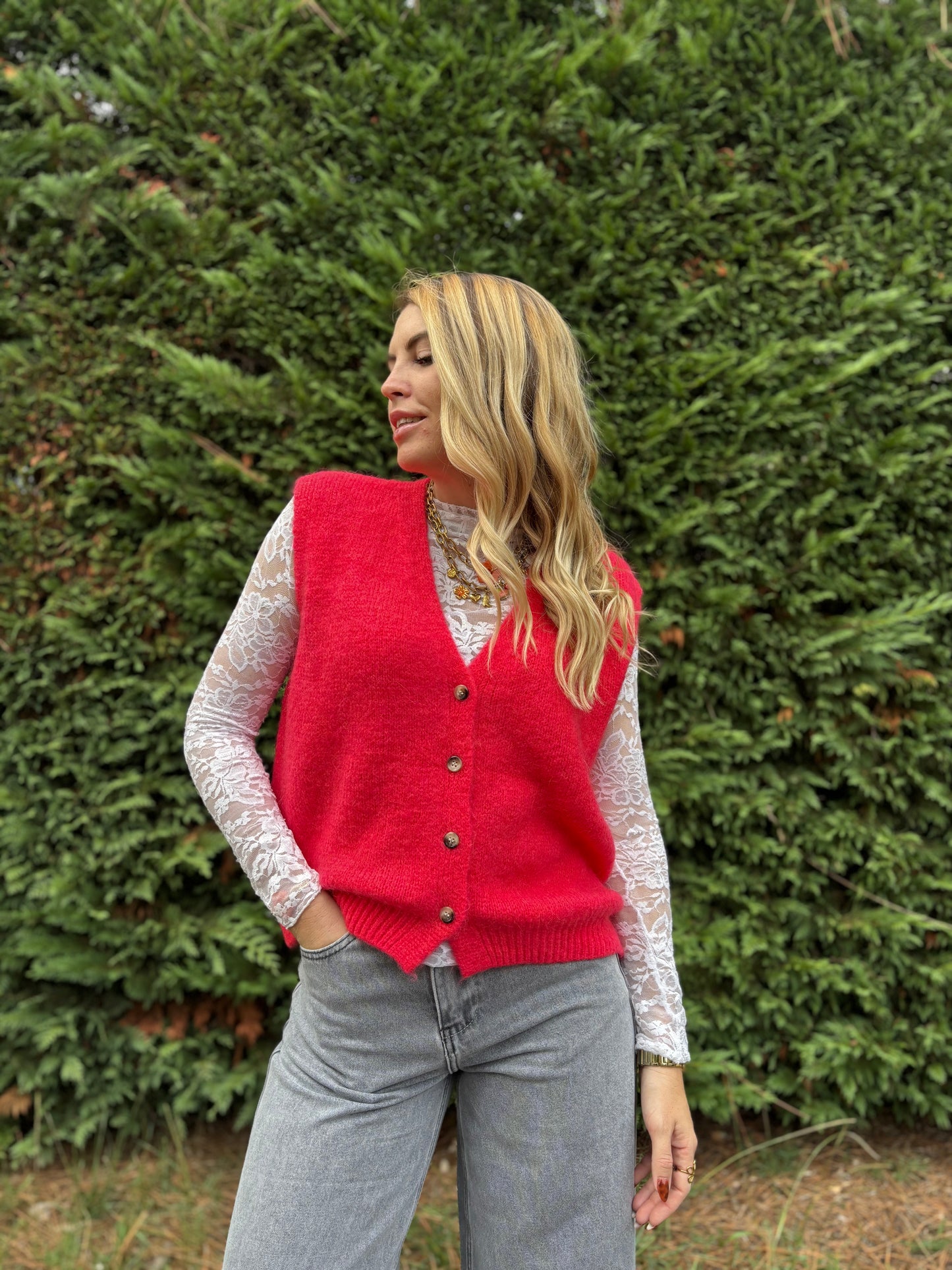 42 - Gilet TOM - Corail / Rose