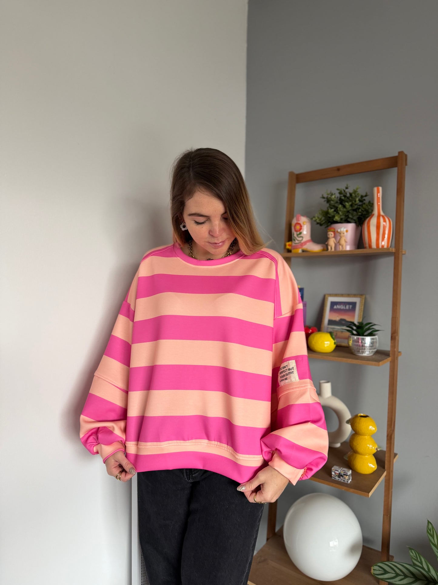 Sweat marinière GABRIEL Rose + Corail