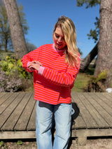 T-shirt marinière SARAH Orange + Rose
