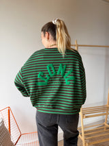 T-shirt marinière ICONIC Vert + Chocolat manches longues