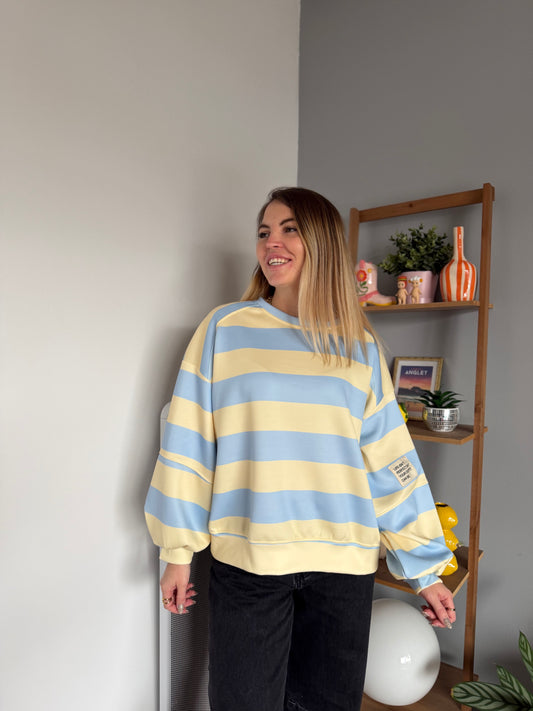 Sweat marinière GABRIEL Bleu + Jaune