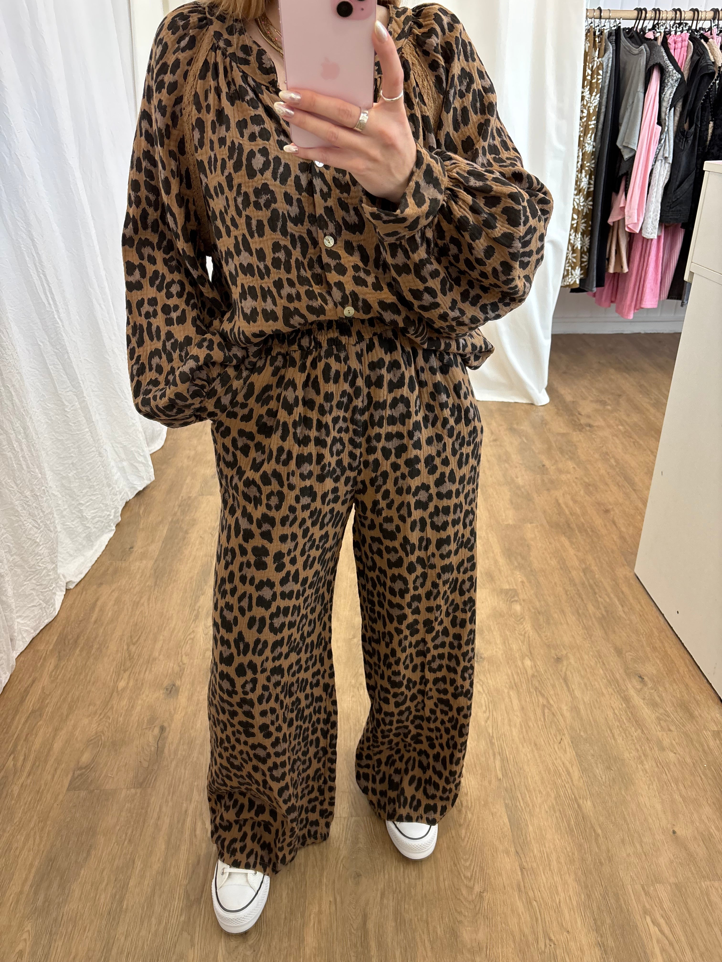 Pantalon LYA Léopard Camel