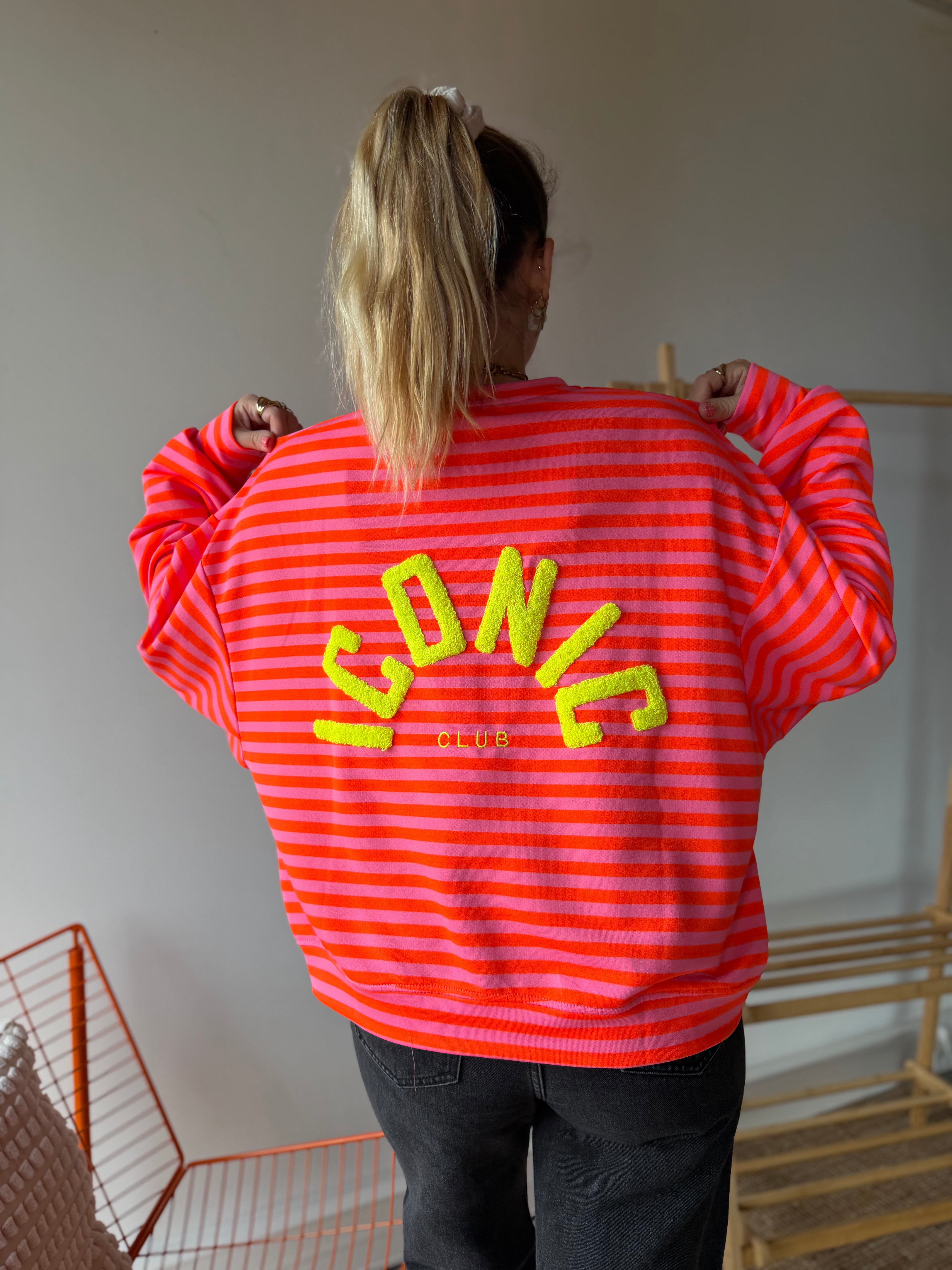 T-shirt marinière ICONIC Rose + Orange fluo manches longues