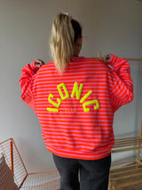 T-shirt marinière ICONIC Rose + Orange fluo manches longues