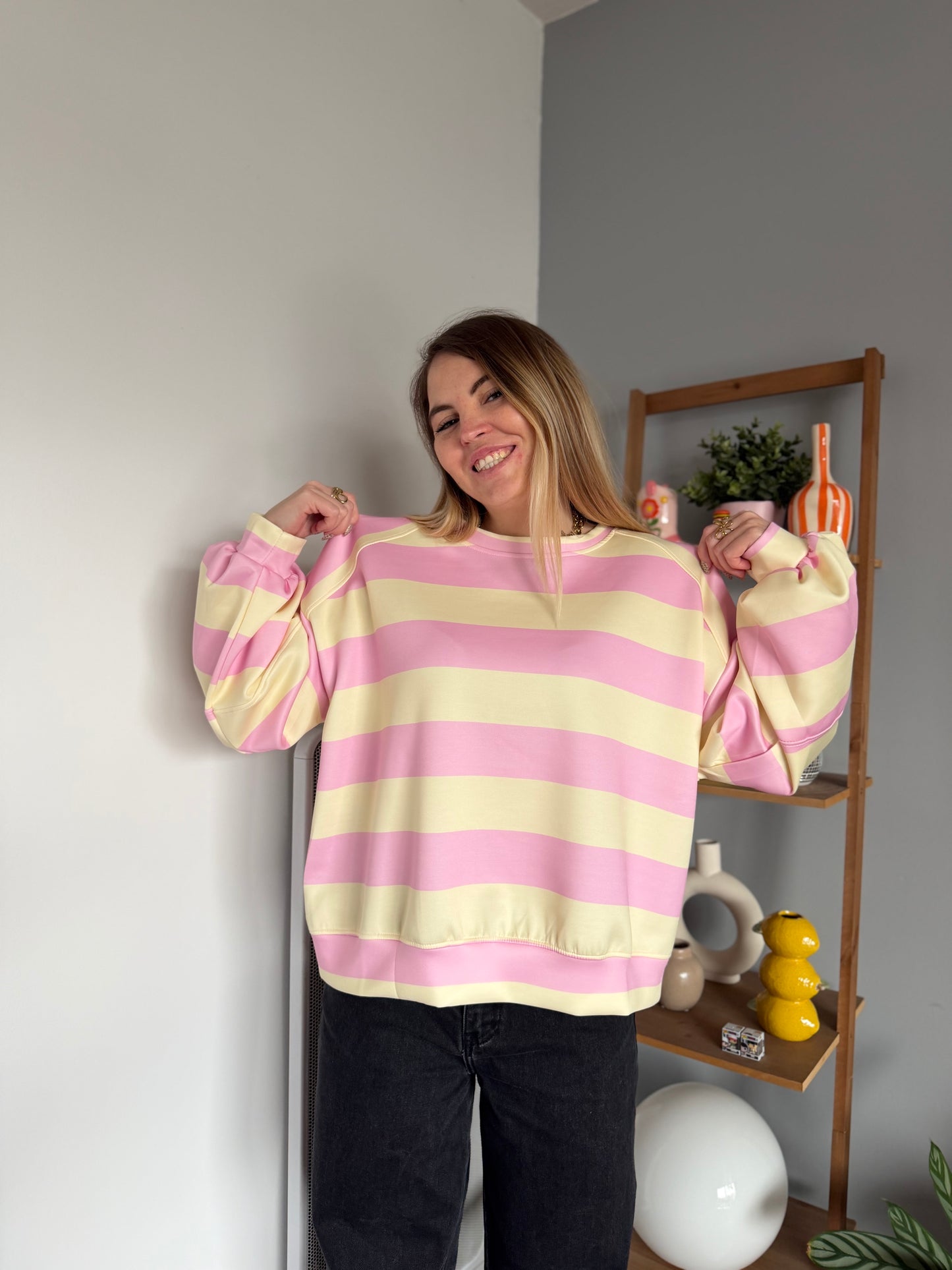 Sweat marinière GABRIEL Jaune + Rose