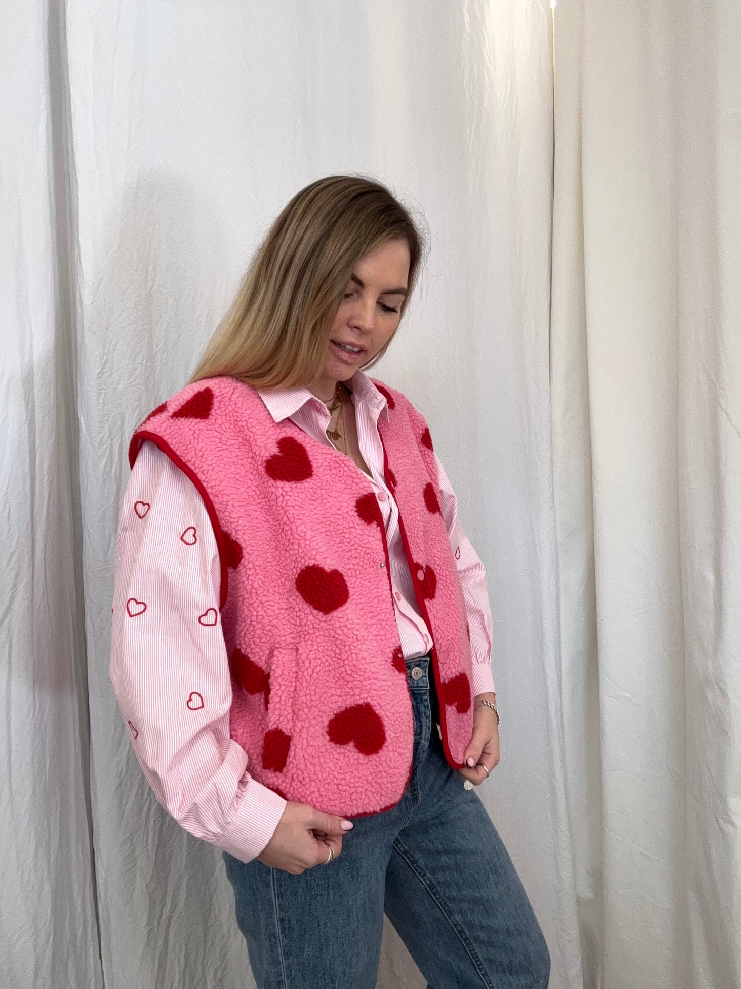 Veste sans manches ABY coeur Rose