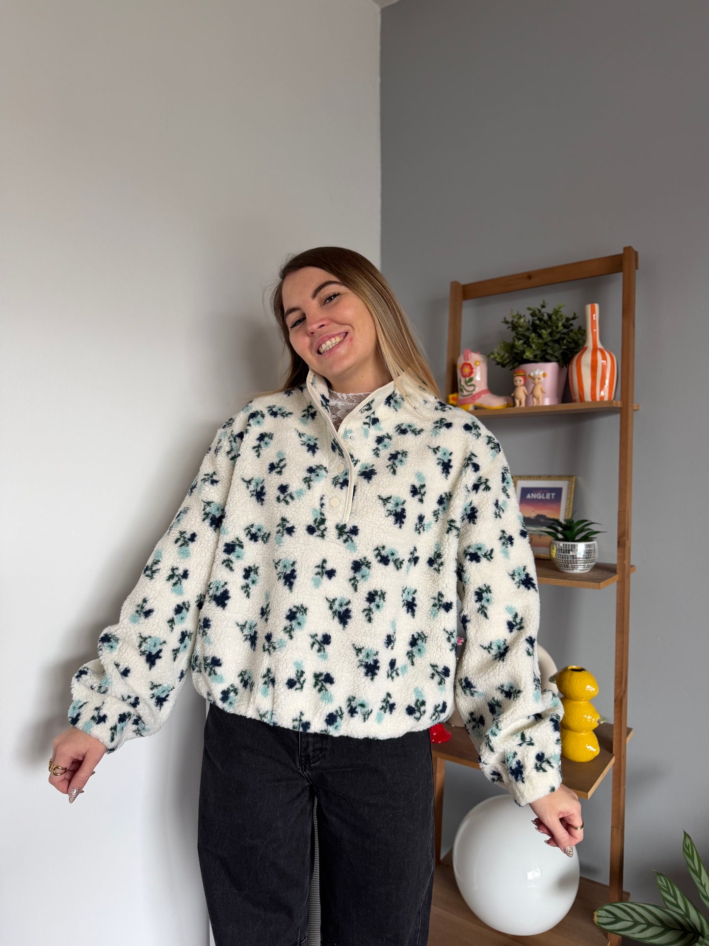 Veste polaire FLEURS Bleu