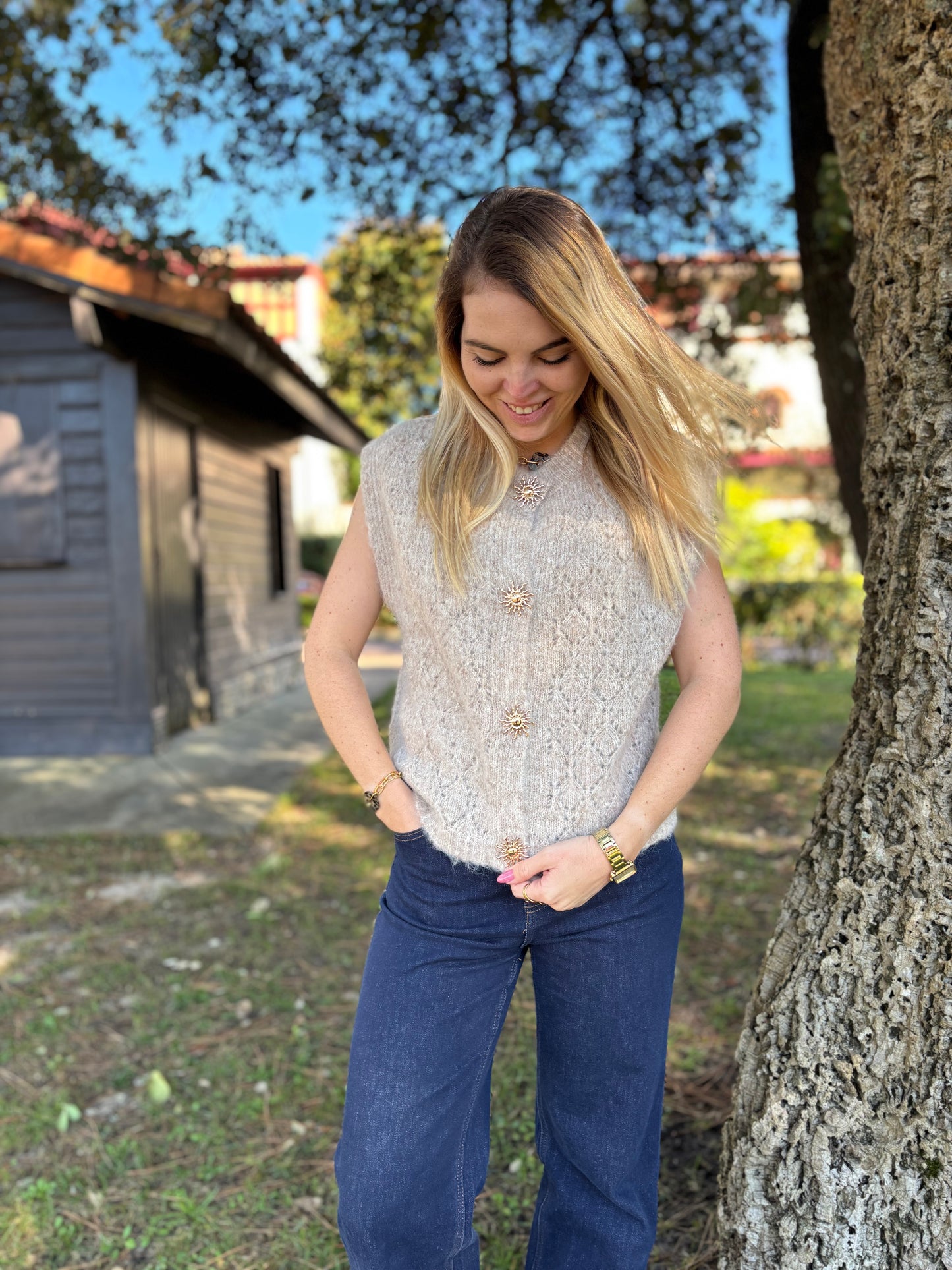Gilet sans manches SOLEIL Taupe