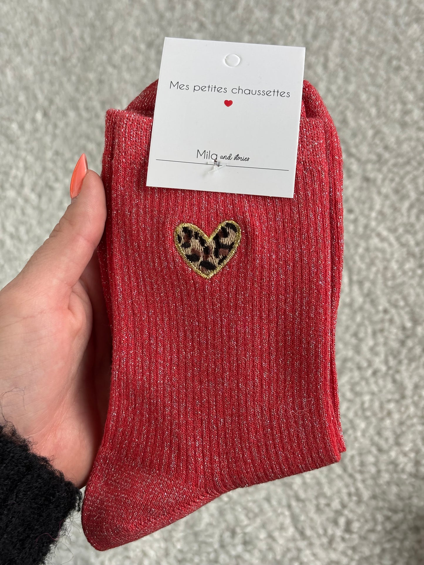 Chaussettes COEUR léopard