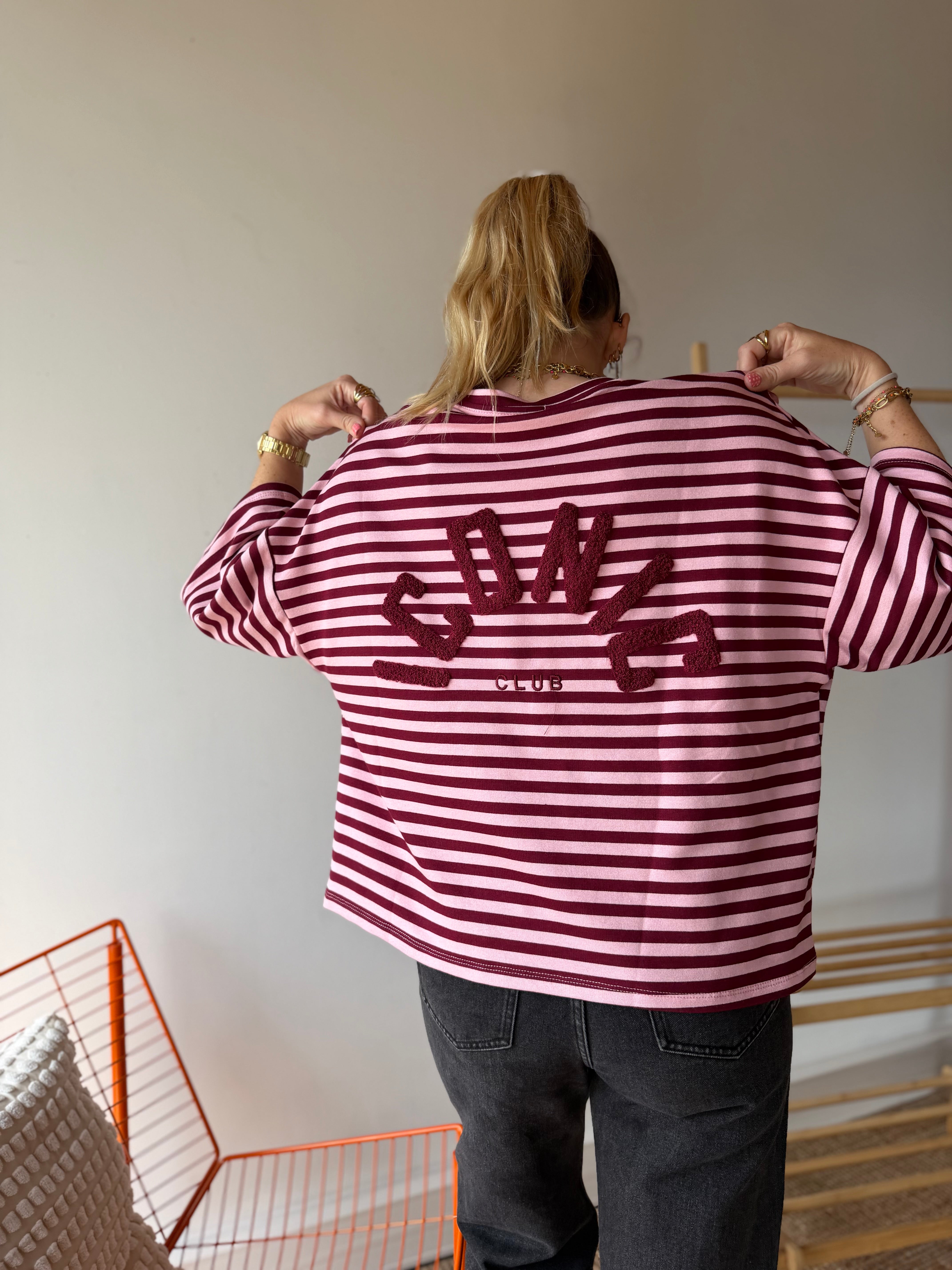 T-shirt marinière ICONIC Bordeaux + Rose