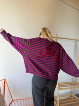 T-shirt marinière ICONIC Violet + Chocolat manches longues