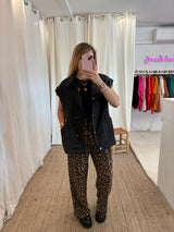 Veste oversize sans manches CAMILLE Noir