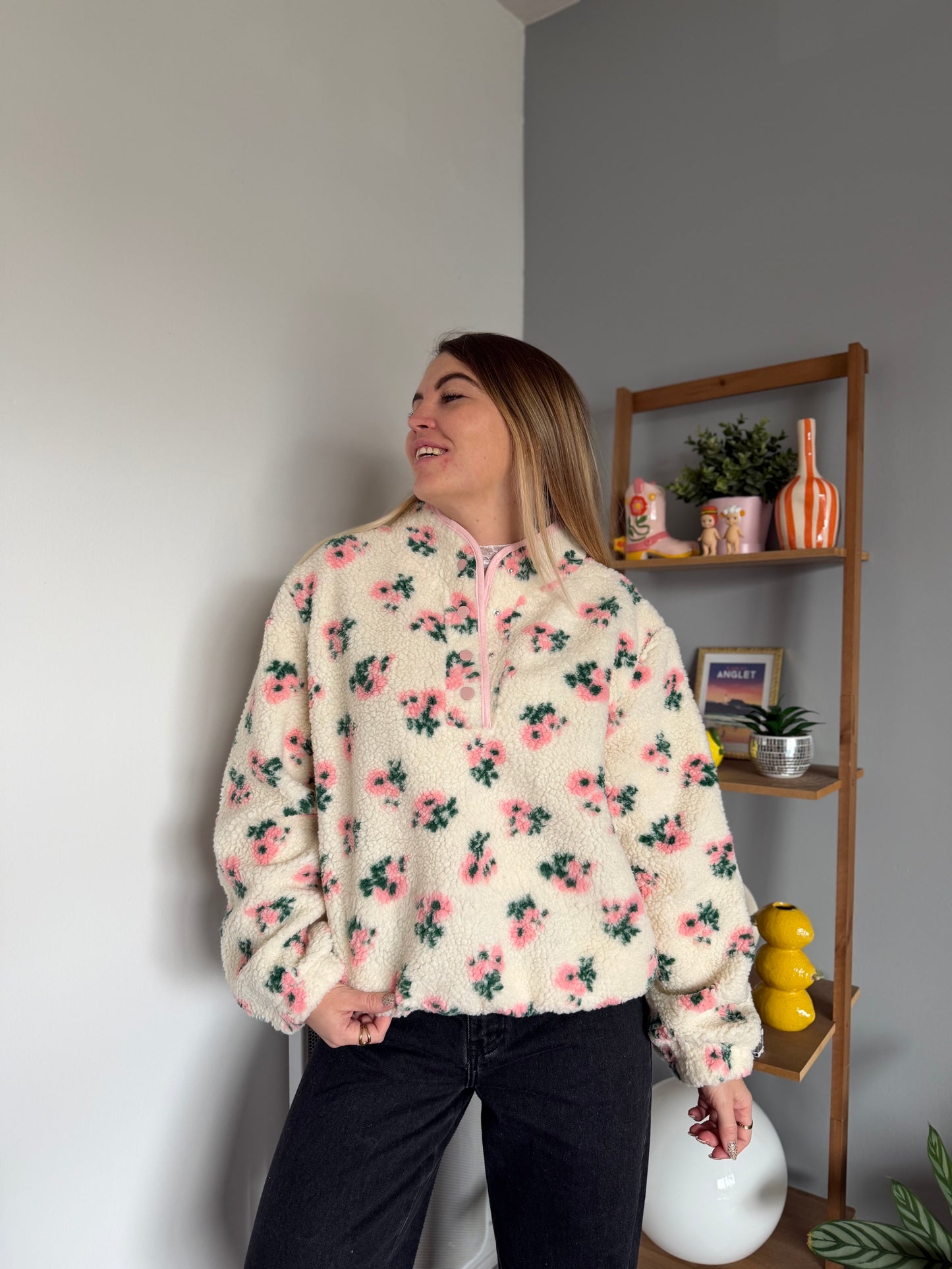 Veste polaire FLEURS Rose