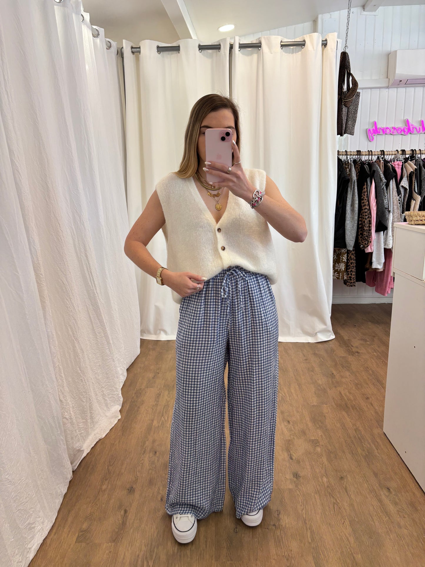 Pantalon NOA Vichy Bleu