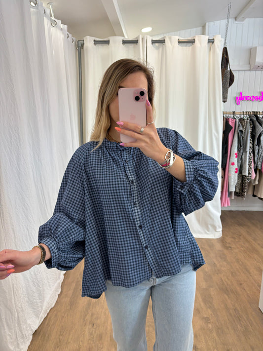 Blouse JOSÉPHINE Vichy Bleu marine