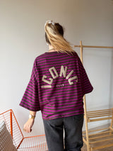 T-shirt marinière ICONIC Violet + Chocolat