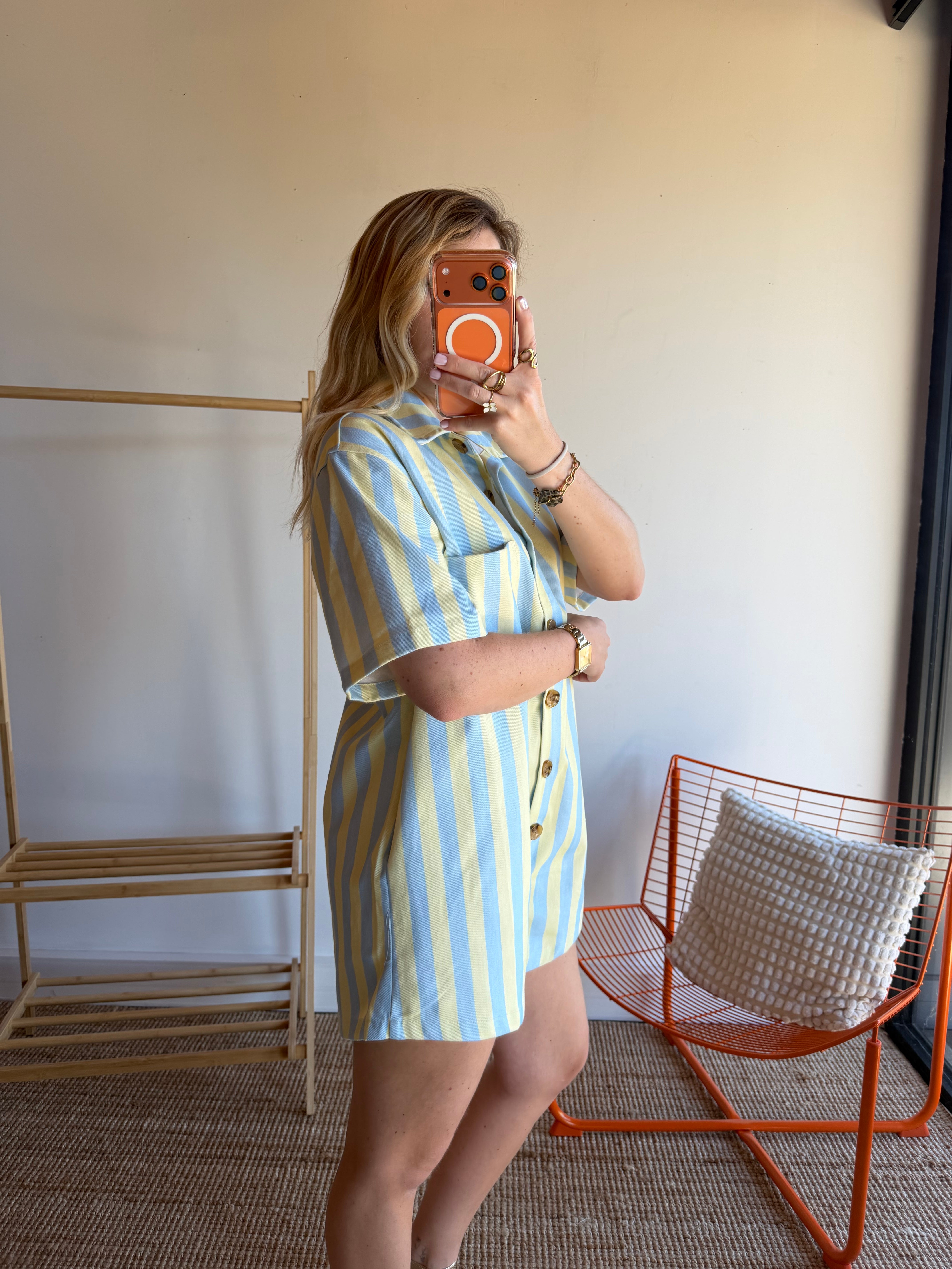 Combishort rayée JULIA bleu + jaune