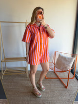 Combishort rayée JULIA orange + rose