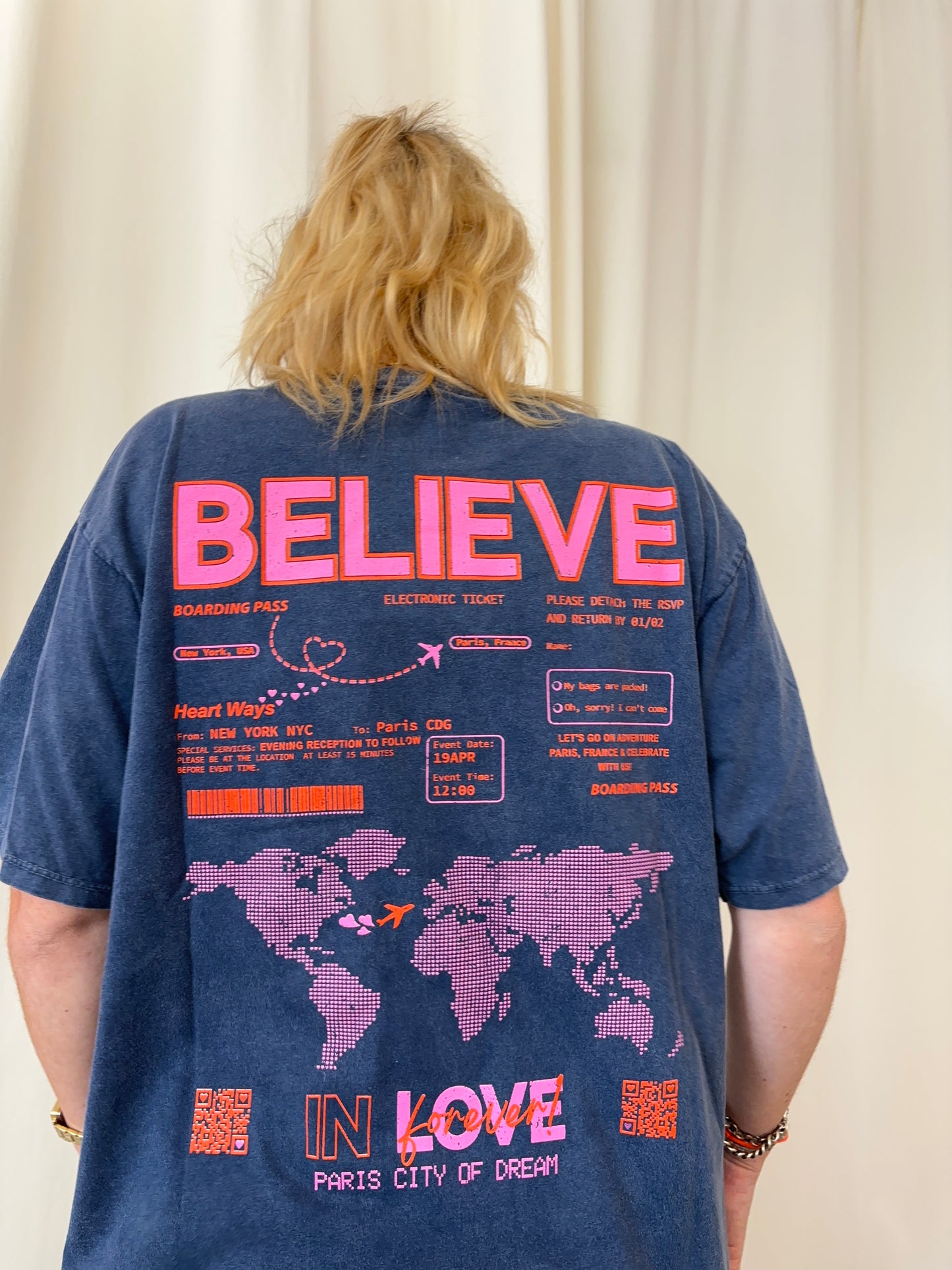 T-shirt BELIEVE IN LOVE Bleu marine