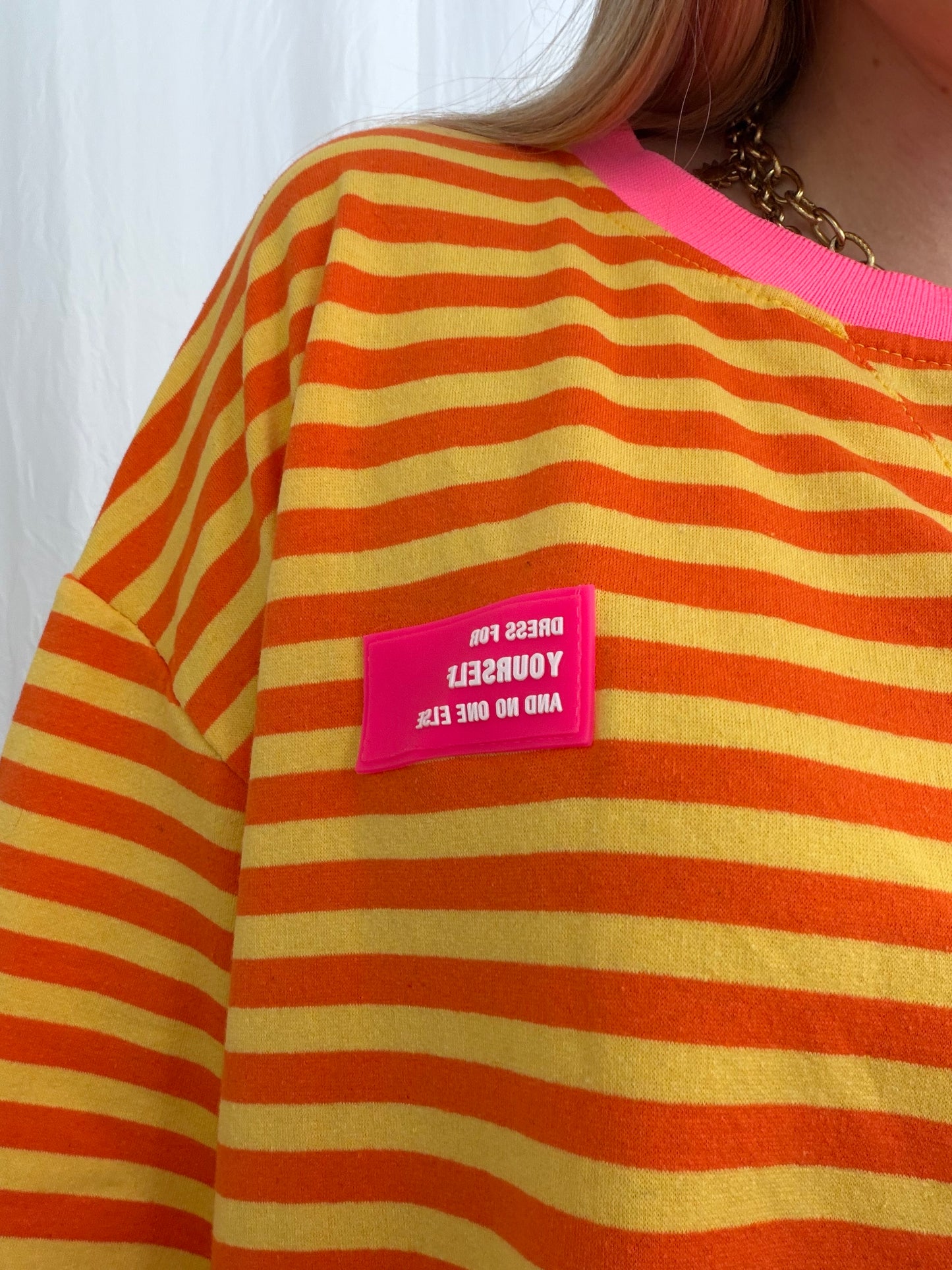 T-shirt manches longues YOURSELF marinière Jaune et Orange