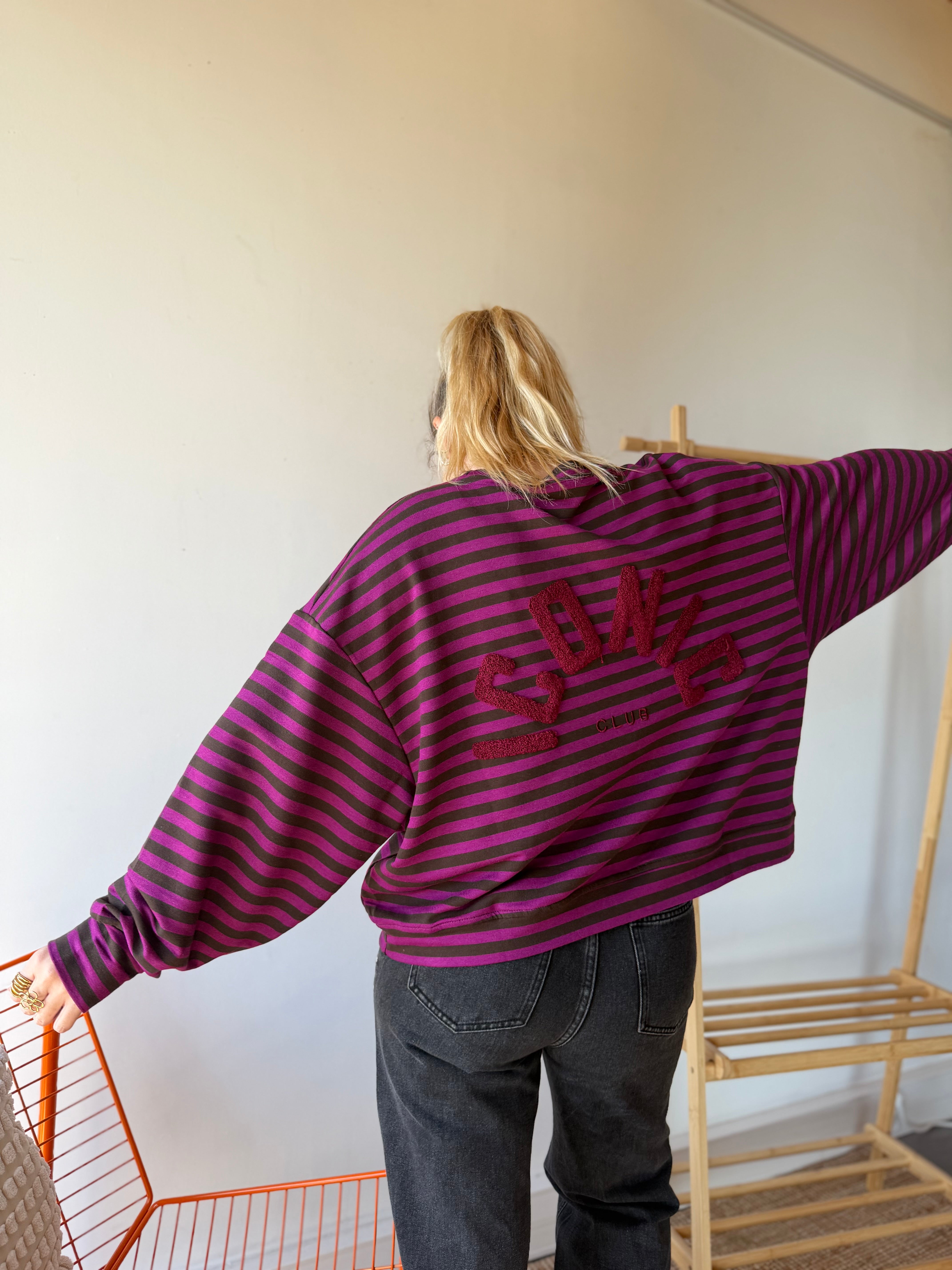 T-shirt marinière ICONIC Violet + Chocolat manches longues