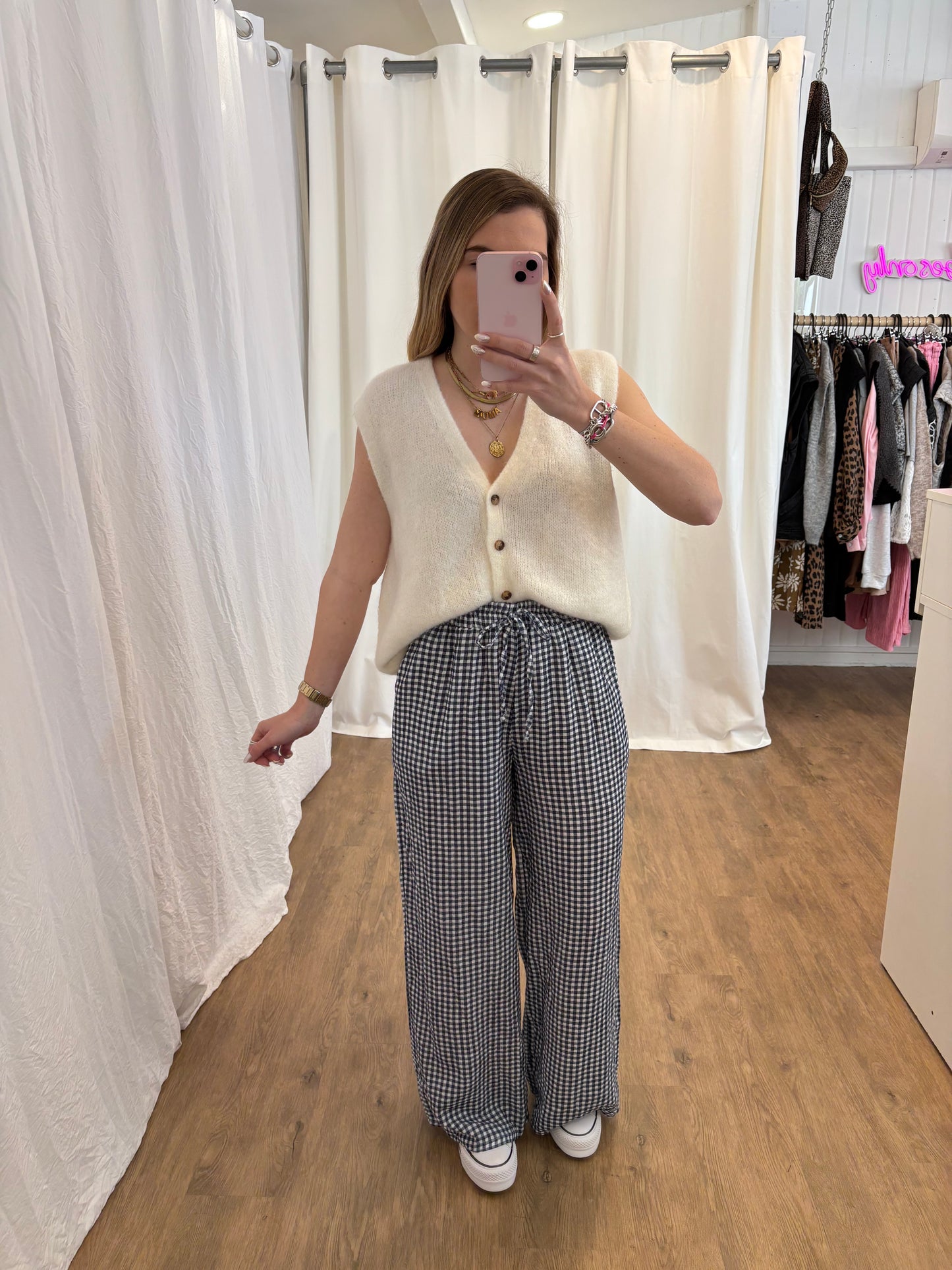 Pantalon NOA Vichy Bleu marine