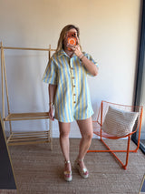 Combishort rayée JULIA bleu + jaune