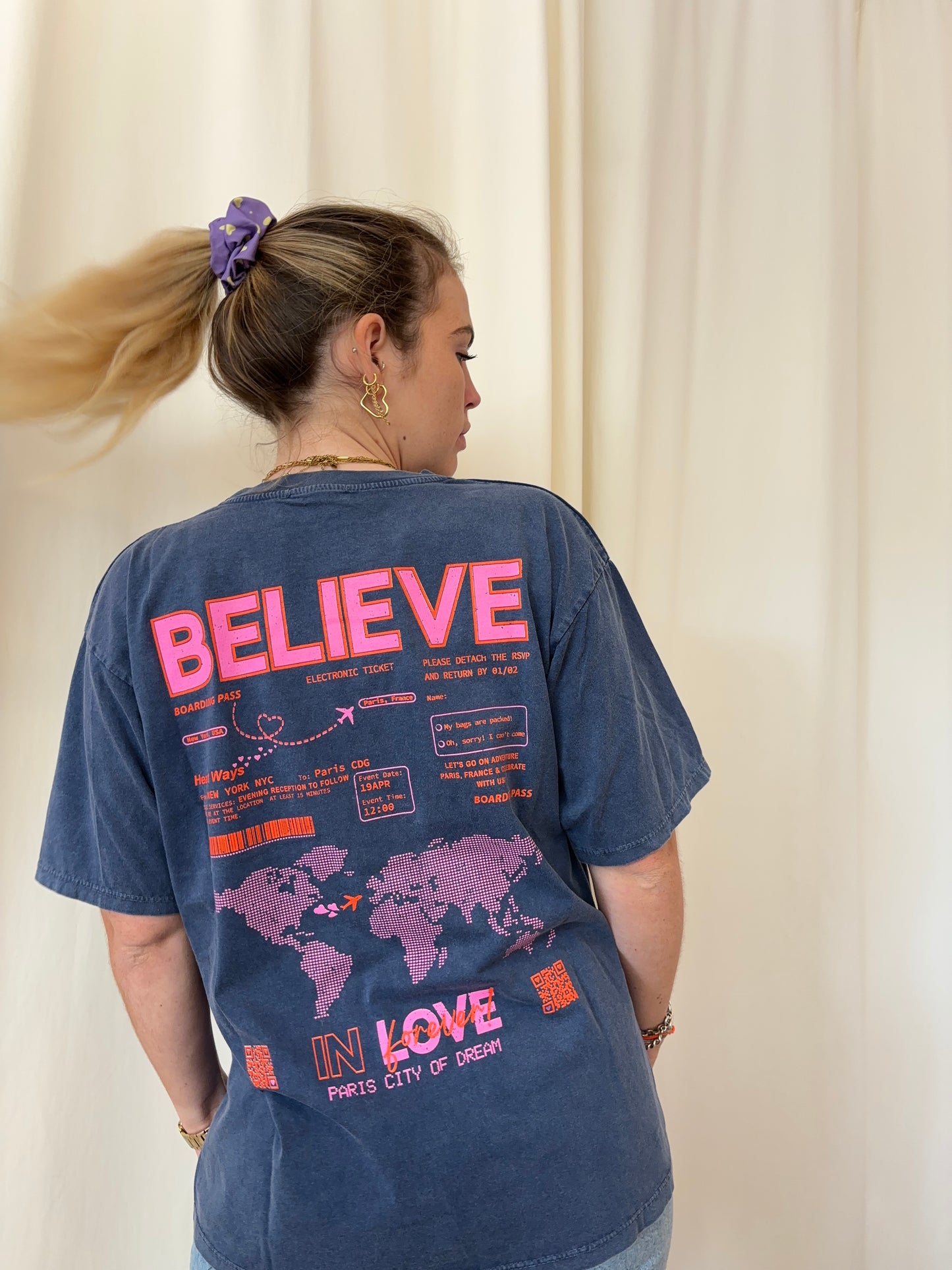 T-shirt BELIEVE IN LOVE Bleu marine