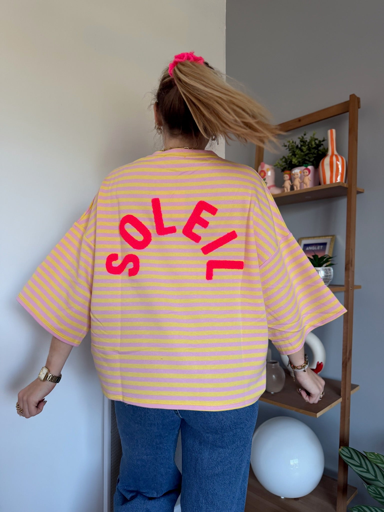 T-shirt marinière SOLEIL Jaune + Rose