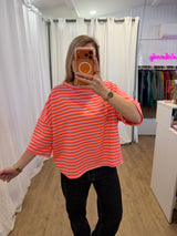 T-shirt LÉA marinière Rose + Corail