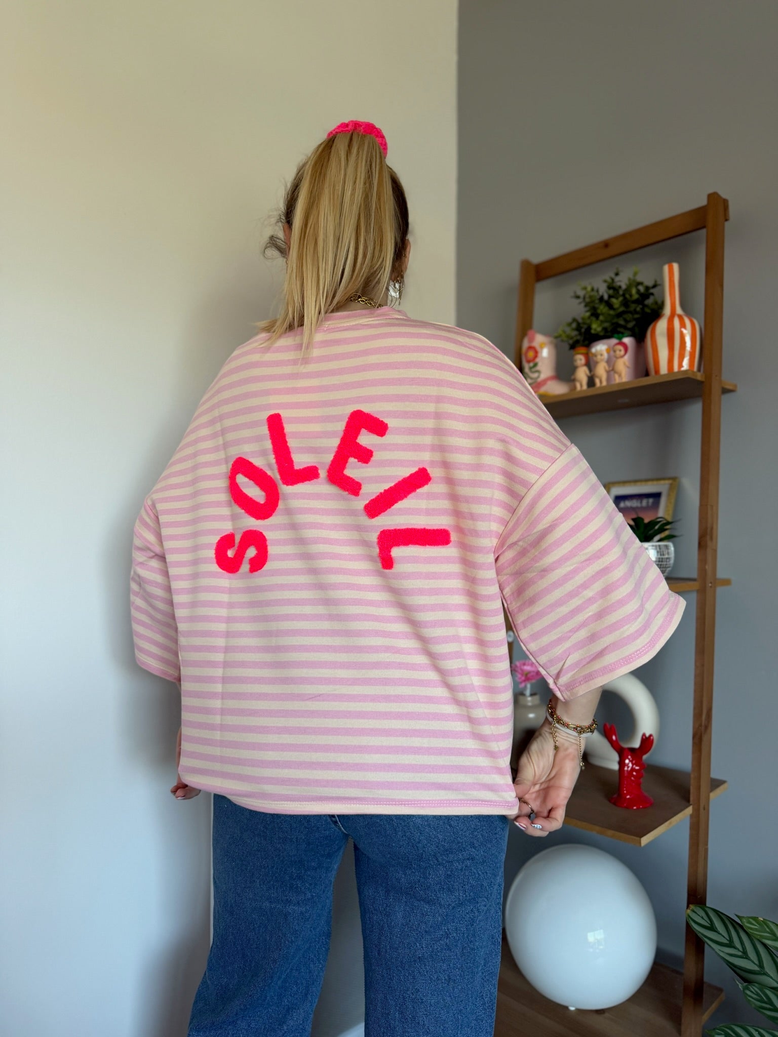 T-shirt marinière SOLEIL Rose + Beige