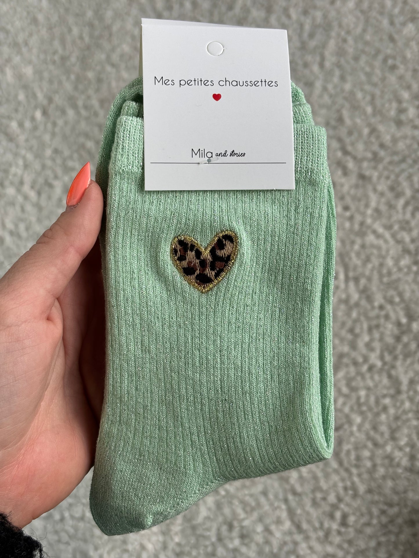 Chaussettes COEUR léopard
