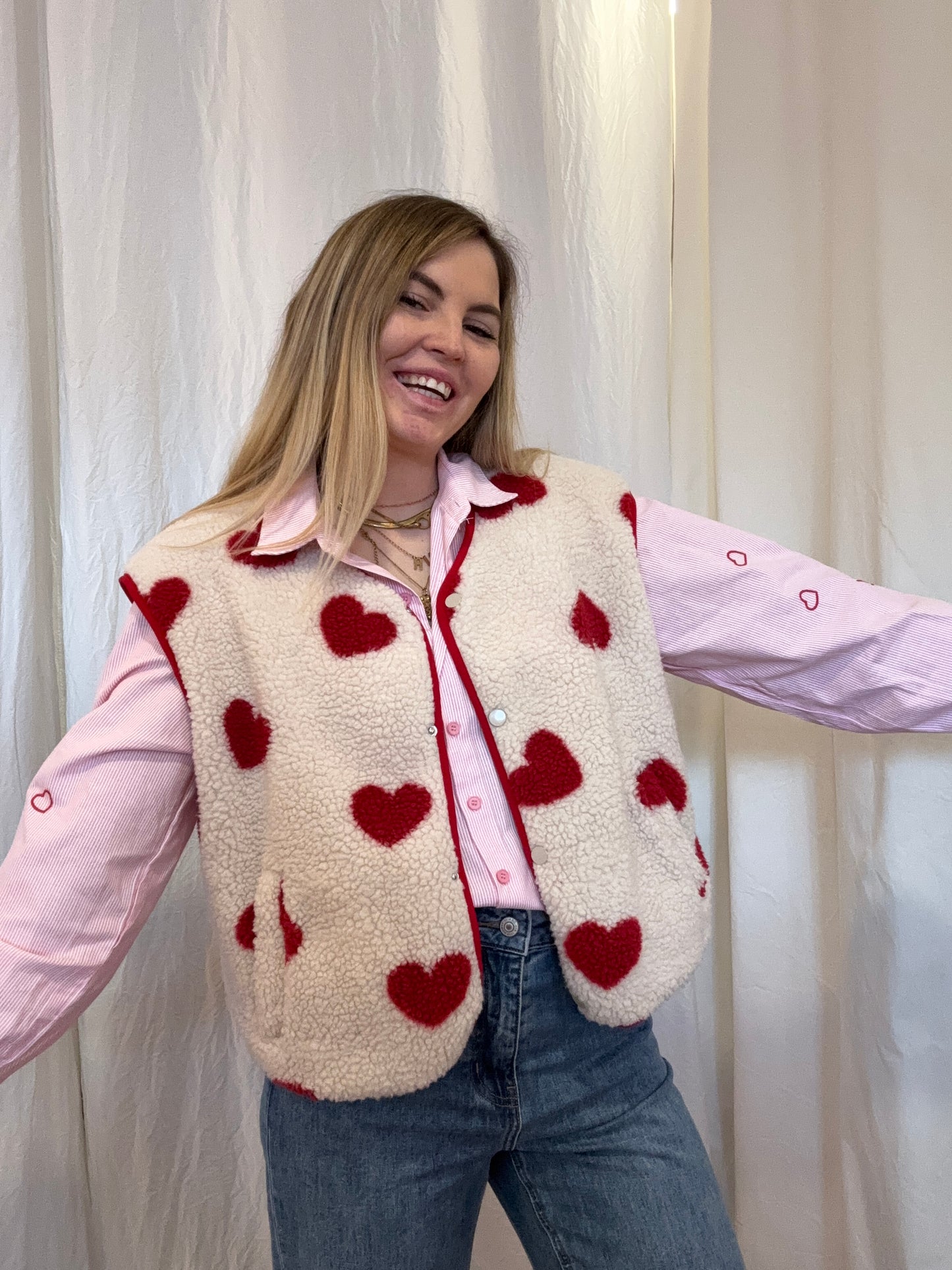 Veste sans manches ABY coeur Écru