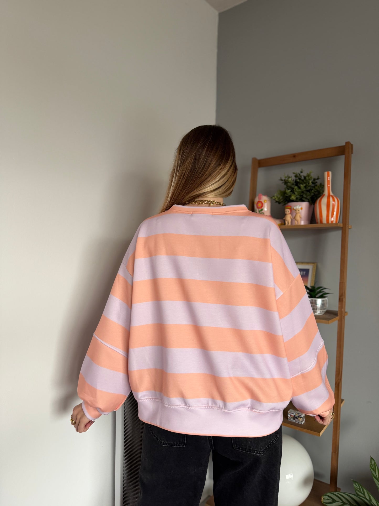 Sweat marinière GABRIEL Lilas + Orange pale