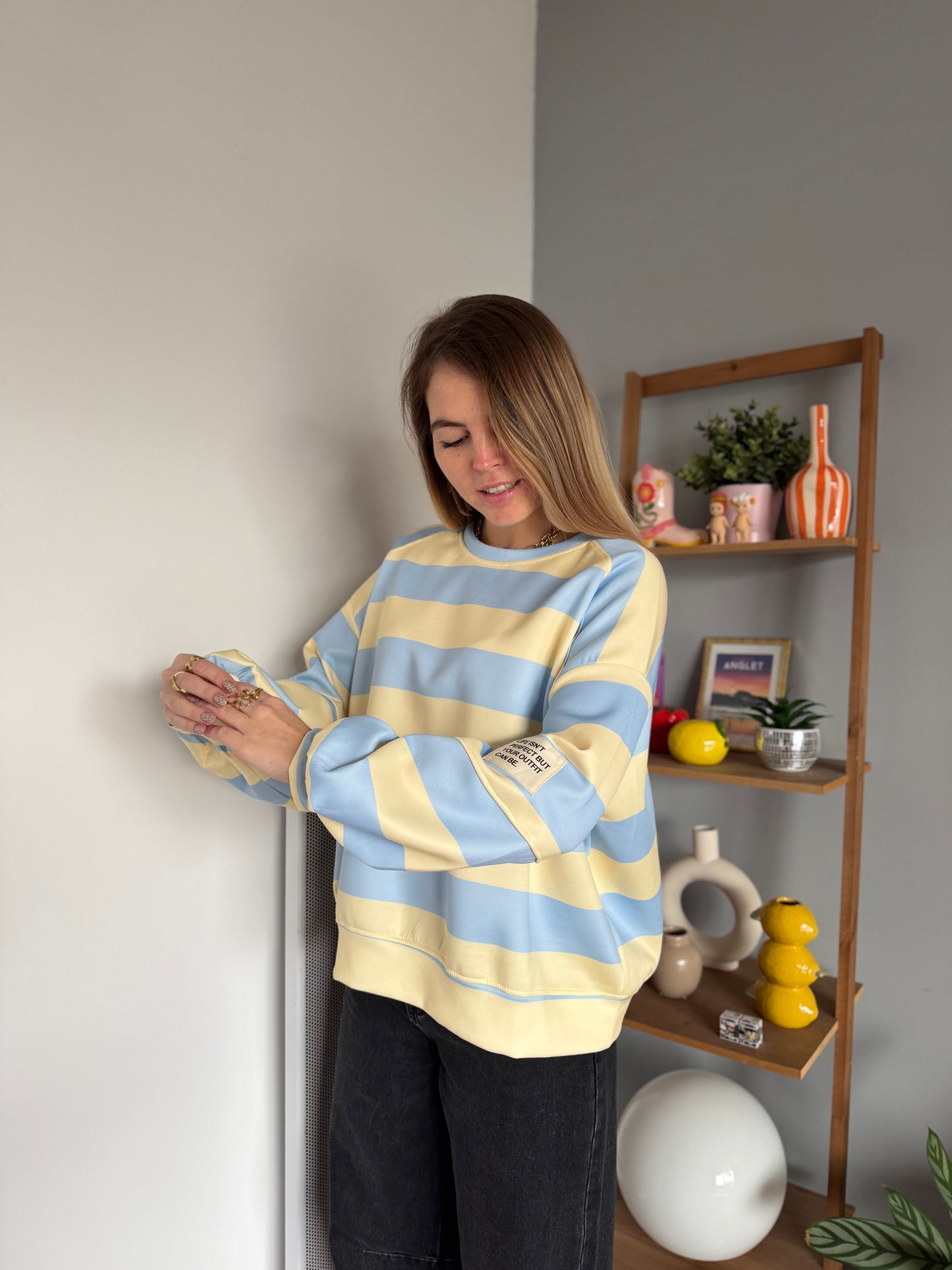 Sweat marinière GABRIEL Bleu + Jaune