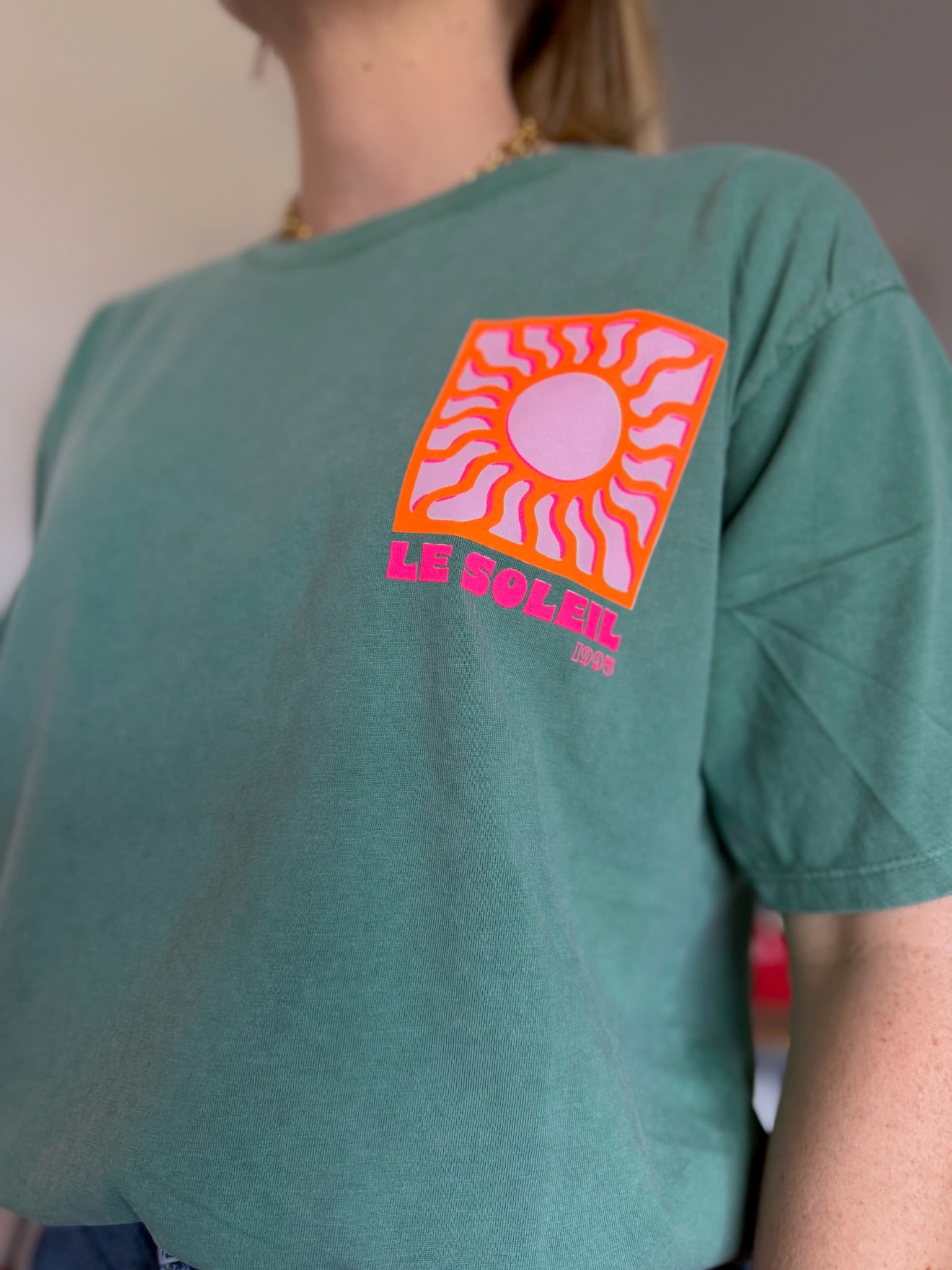 T-shirt SOLEIL (NEW FLUO) Vert bouteille