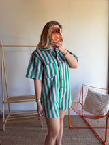 Combishort rayée JULIA vert + rose
