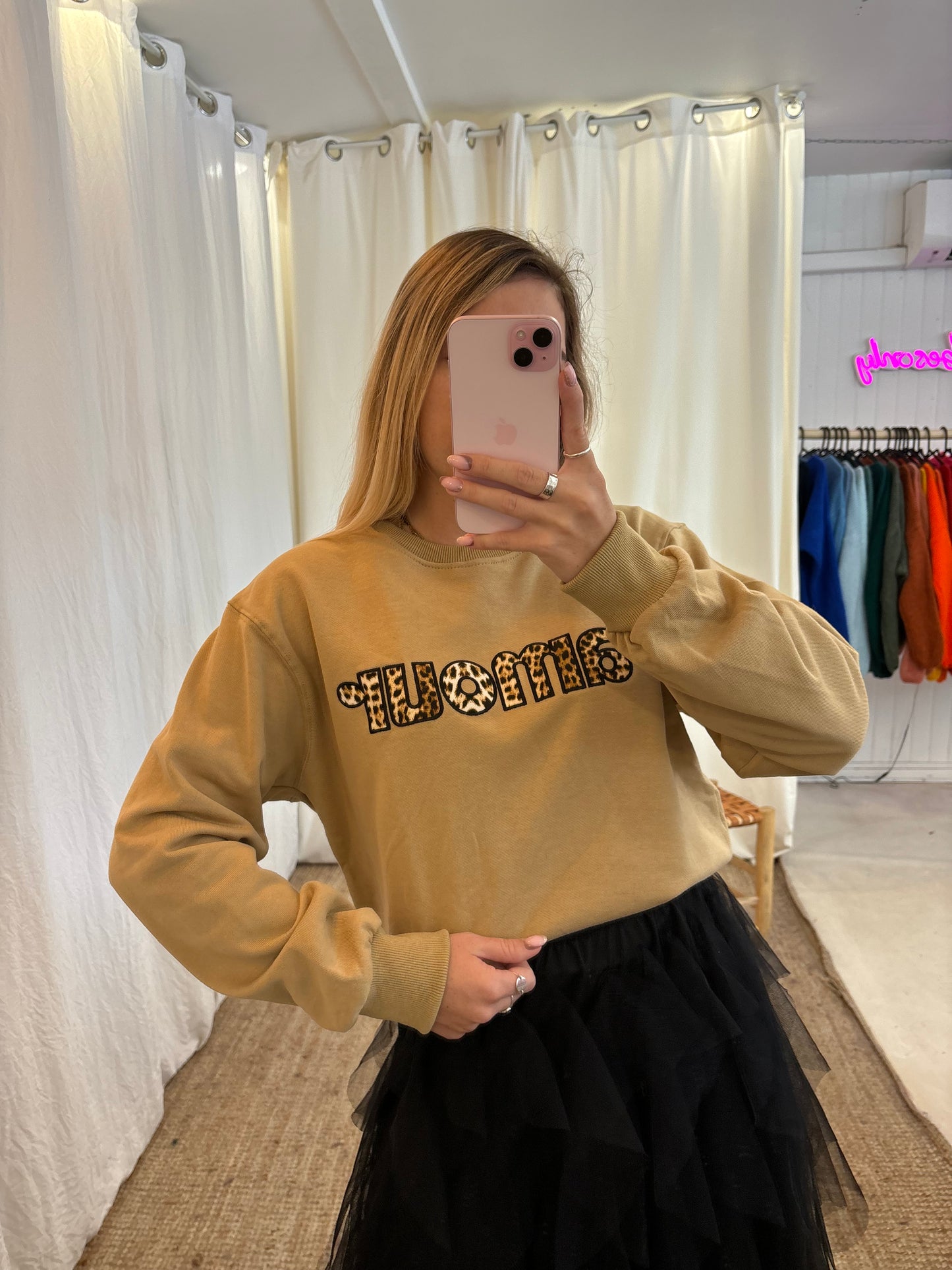 Sweat AMOUR beige + léopard