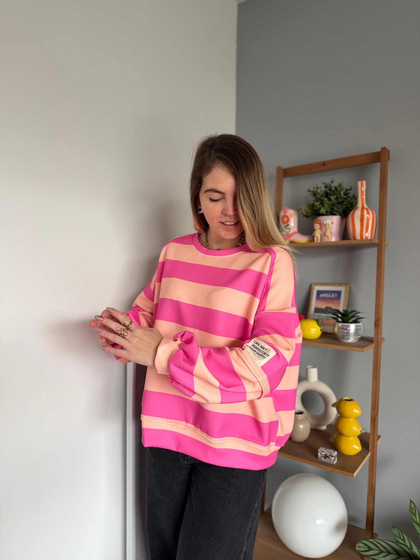 Sweat marinière GABRIEL Rose + Corail