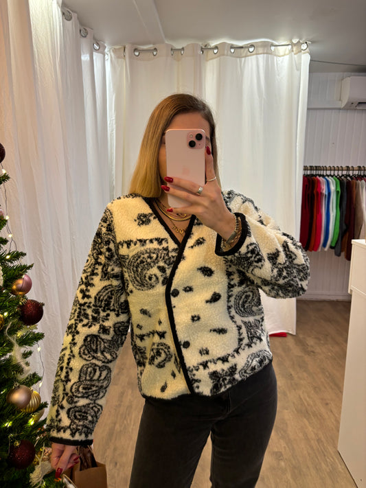 Veste NEVA moumoute motif cachemire