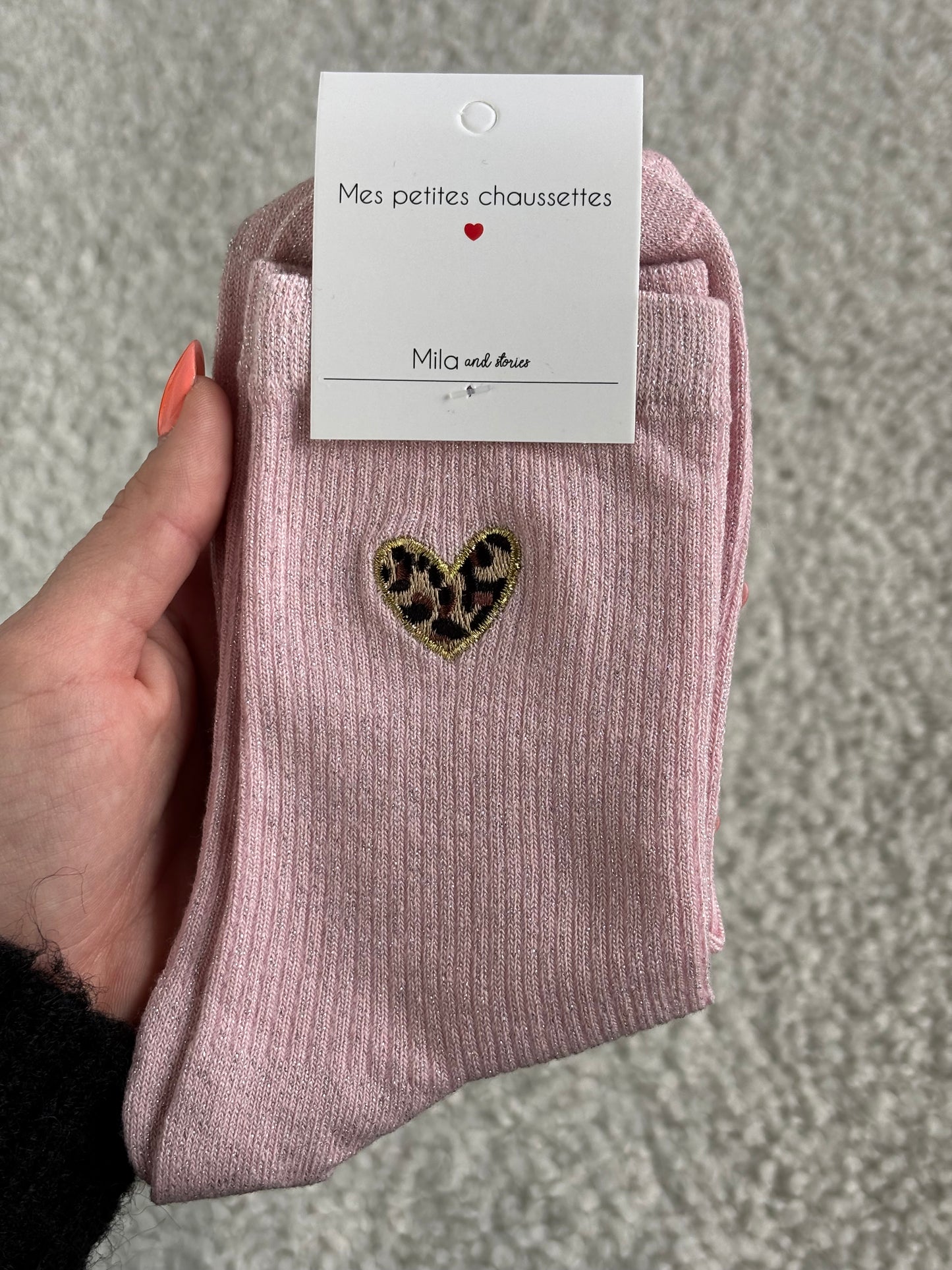 Chaussettes COEUR léopard