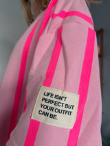 Sweat Manches courtes PAOLINA rayé rose