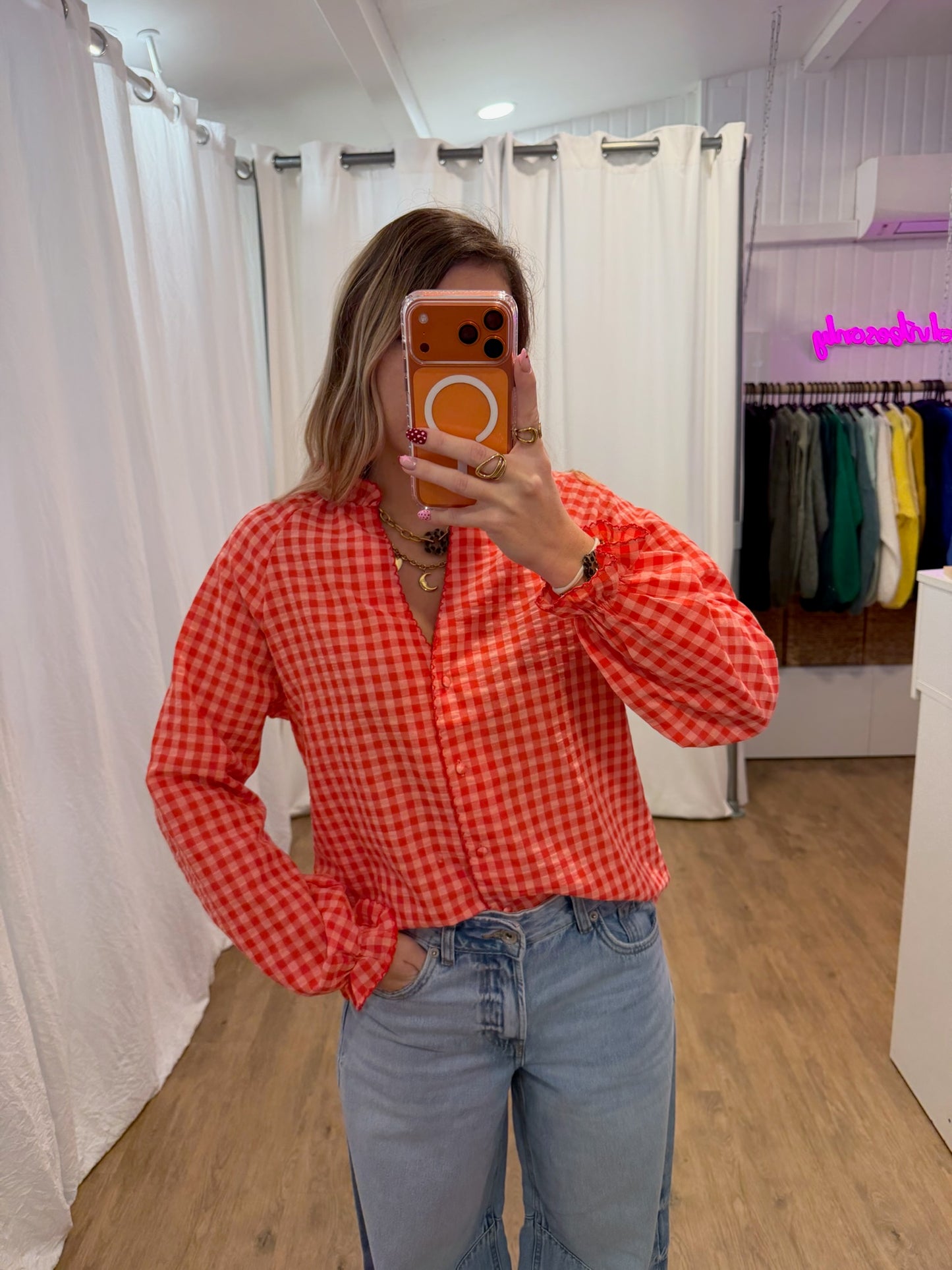 Blouse LENNY vichy rouge